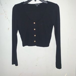 T•I•M•I•N•G button black crop top